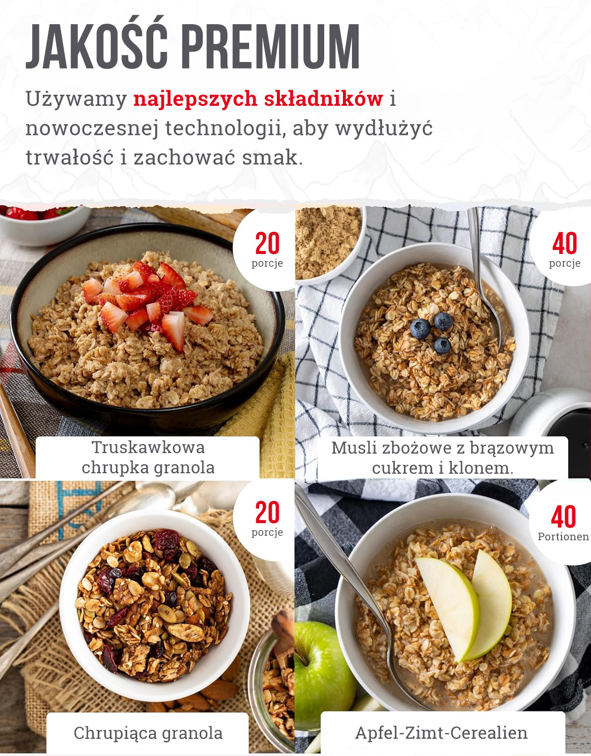 ReadyWise, 120 Porcji, Śniadanie, 4 Różne Przepisy, Granola, Musli i Truskawki, Kubełek Grab & Go, Liofilizowane, Do 25 Lat Trwałości, Żywność Awaryjna