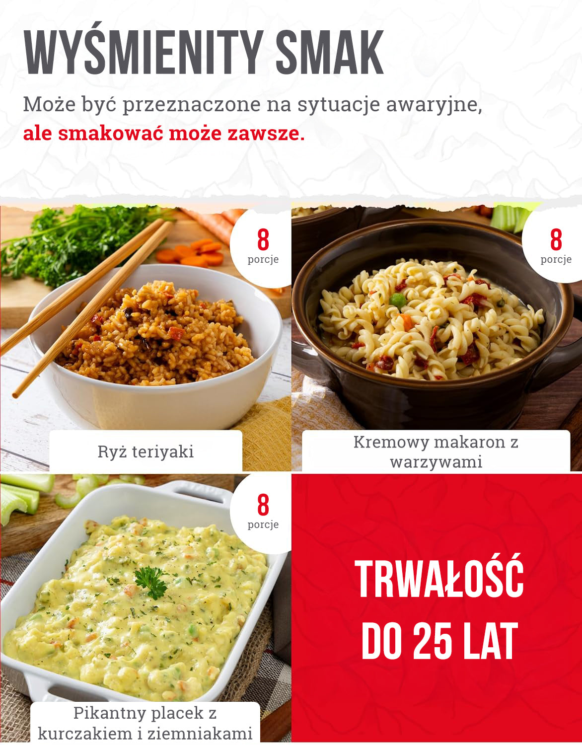 ReadyWise, 60 porcji, Śniadanie, Obiad i Kolacja, Grab & Go Dry-Bag, Liofilizowane, Okres trwałości do 25 lat, Żywność awaryjna, 7 dni dla 1 osoby, 1 tydzień jedzenia